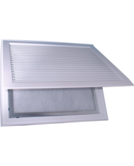 Grille de reprise avec porte filtre et charniére