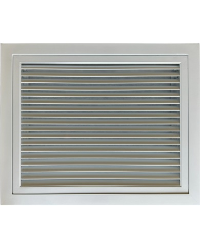 Grille de reprise avec porte filtre et charniére