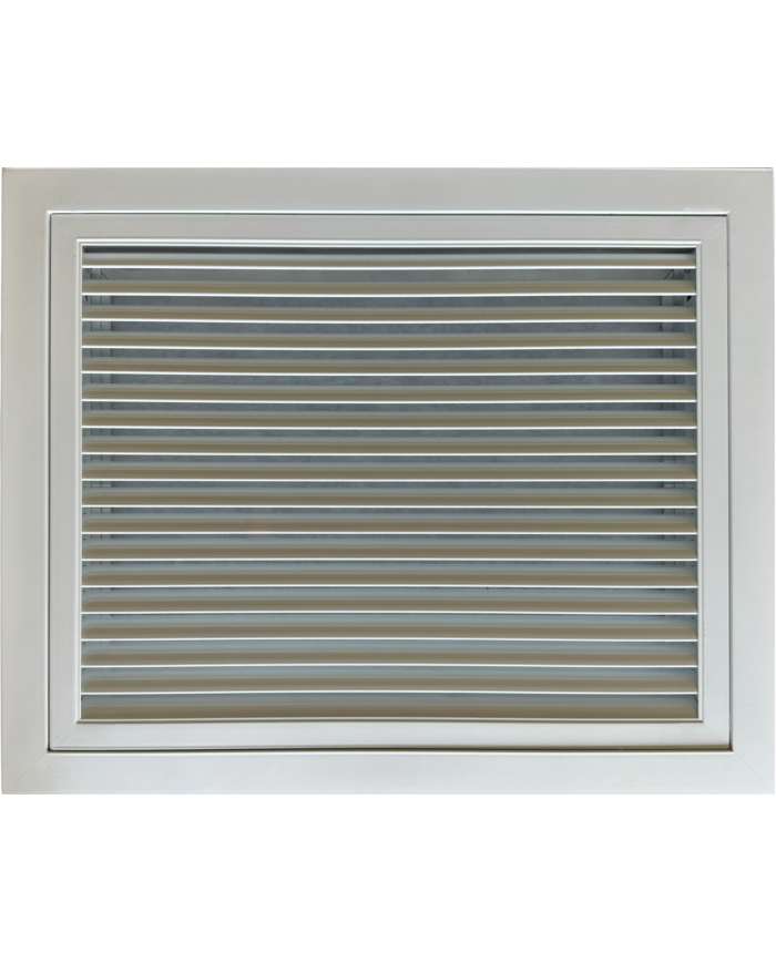 Grille de reprise avec porte filtre et charniére